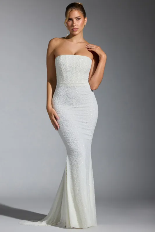 Embellished Corset Gown in White sold by Oh Polly