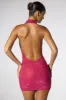 Embellished Extreme Cowl Neck Halter Mini Dress in Hot Pink sold by Oh Polly
