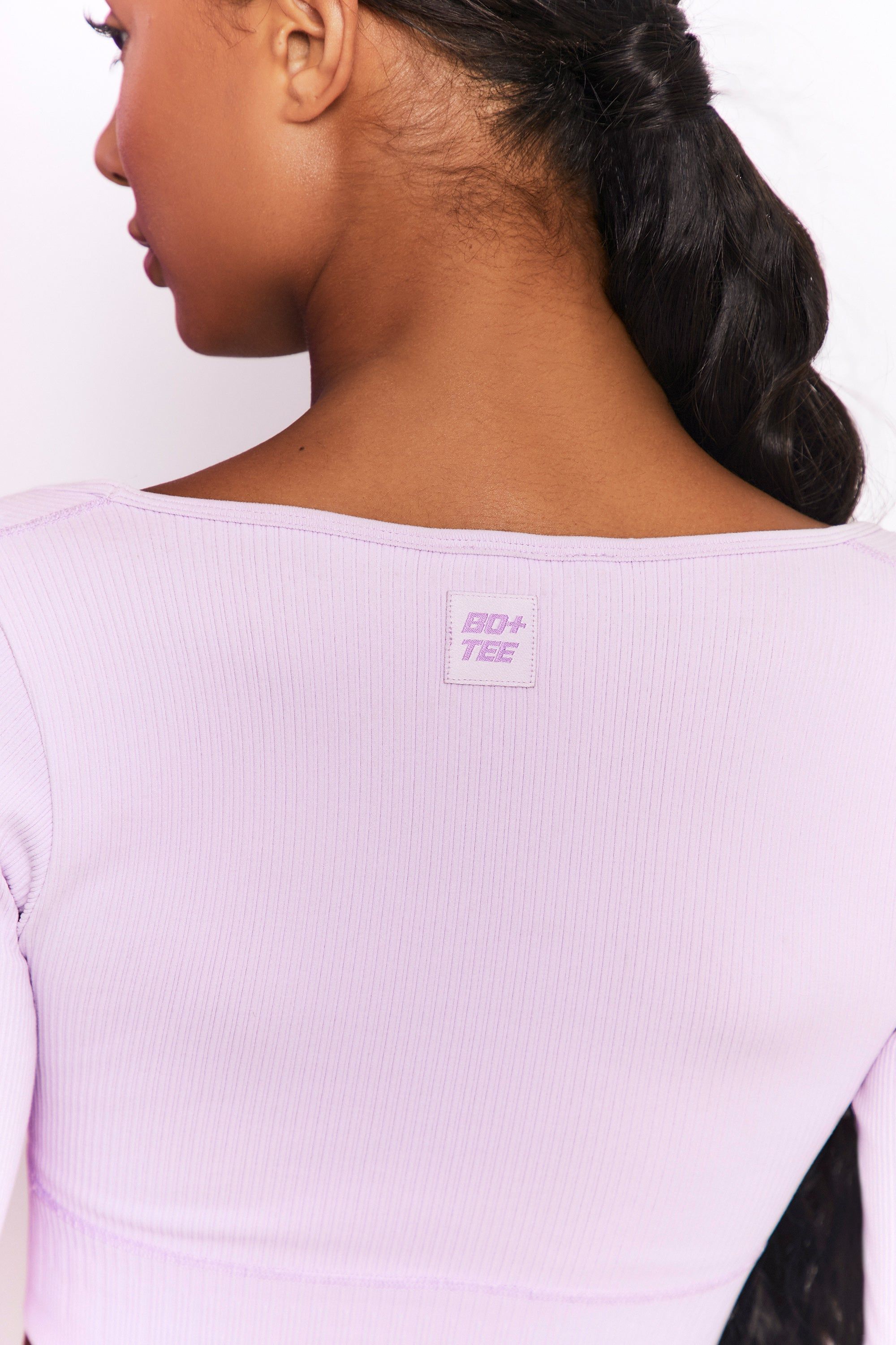 Time Check Ribbed Long Sleeve Crop Top in Lilac sold by Oh Polly product image thumbnail 4