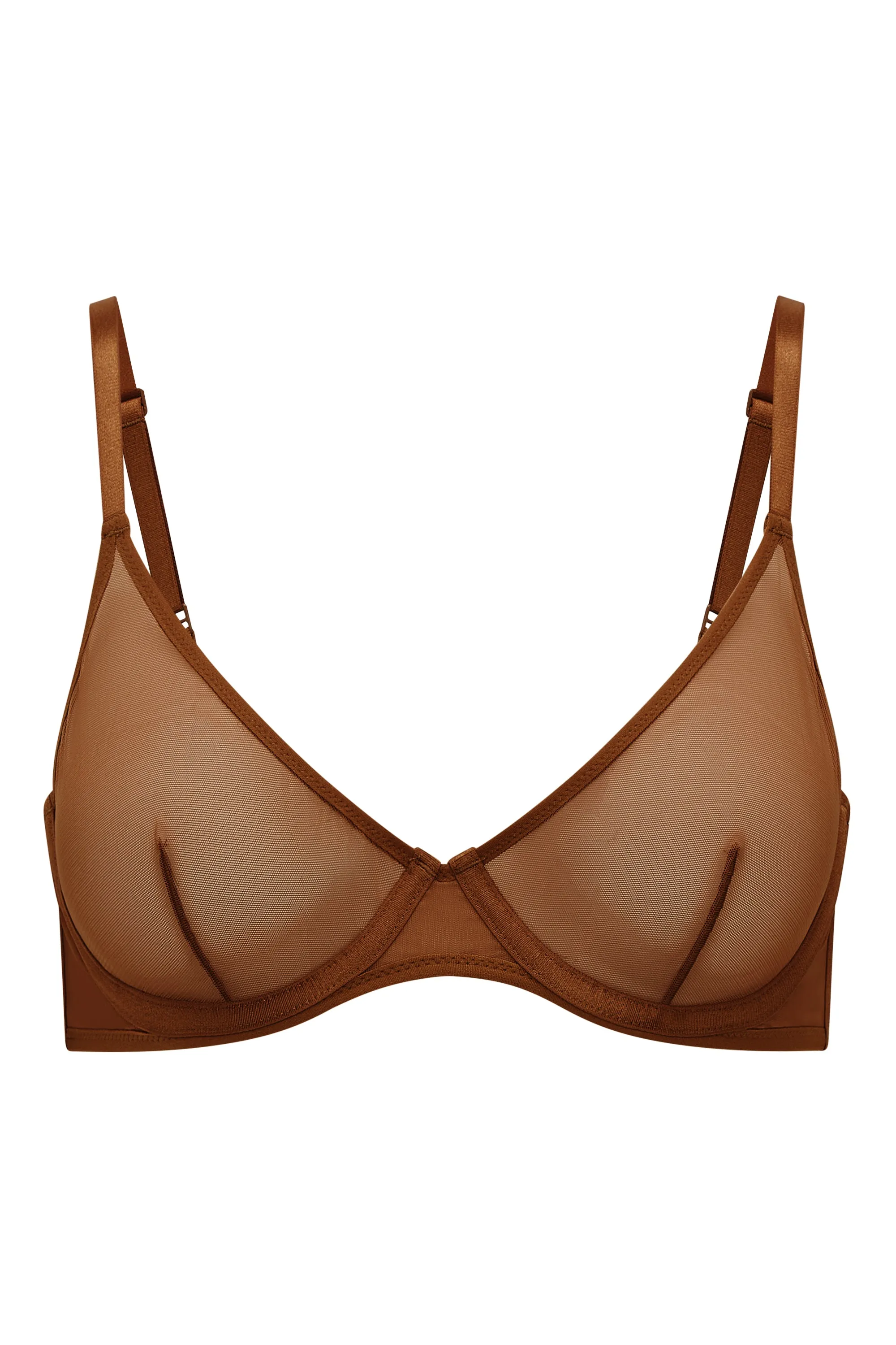 Soft Mesh Single Layer Underwired Bra in Chestnut sold by Oh Polly product image thumbnail 2