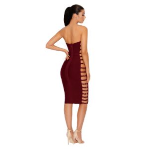Side Or Die Chick Bandage Bandeau Dress in Burgundy sold by Oh Polly