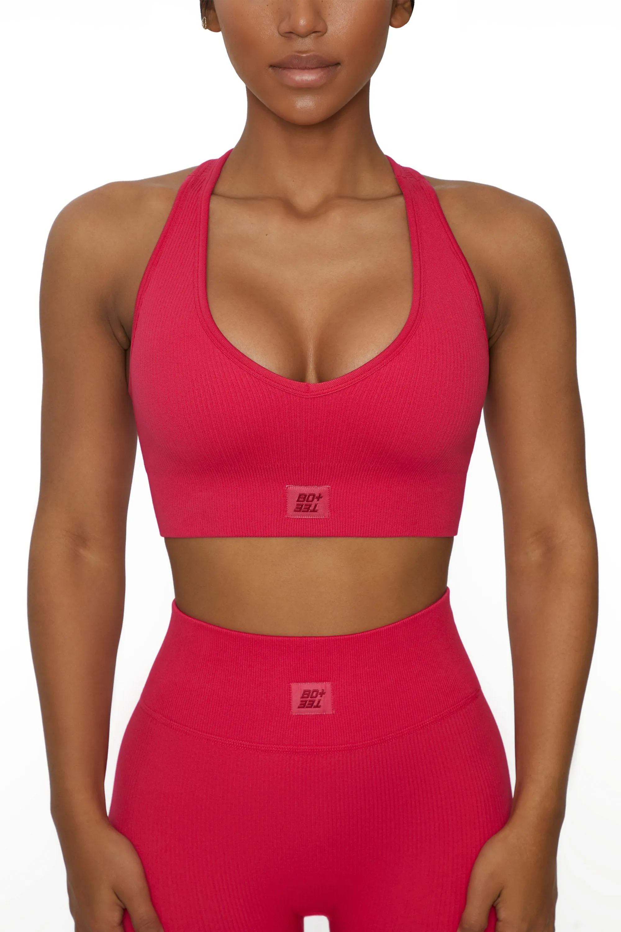 V Neck Sports Bra in Hot Pink sold by Oh Polly product image thumbnail 2