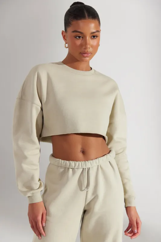 Cropped Oversized Sweatshirt in Limestone made by Oh Polly