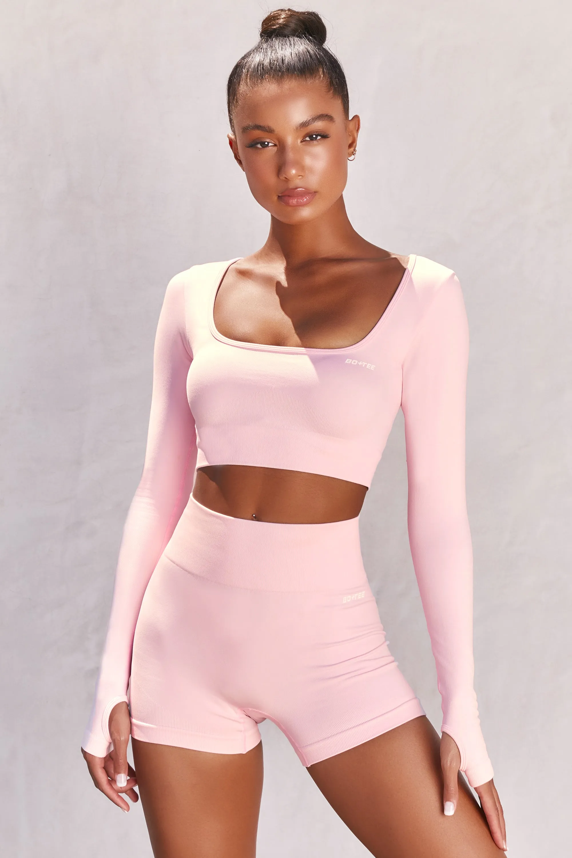 Accomplish Seamless Long Sleeve Crop Top in Pink sold by Oh Polly product image thumbnail 4