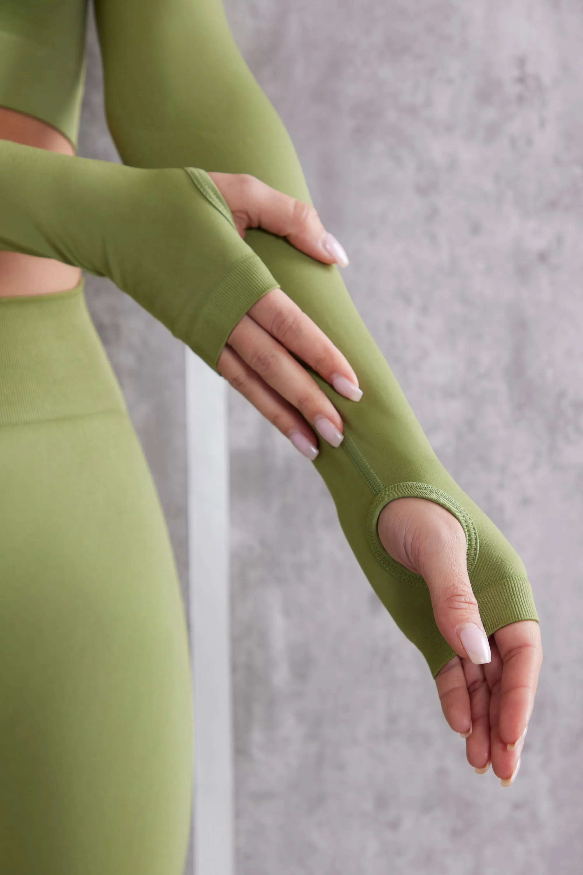 Long Sleeve Crop Top in Olive sold by Oh Polly product image thumbnail 5