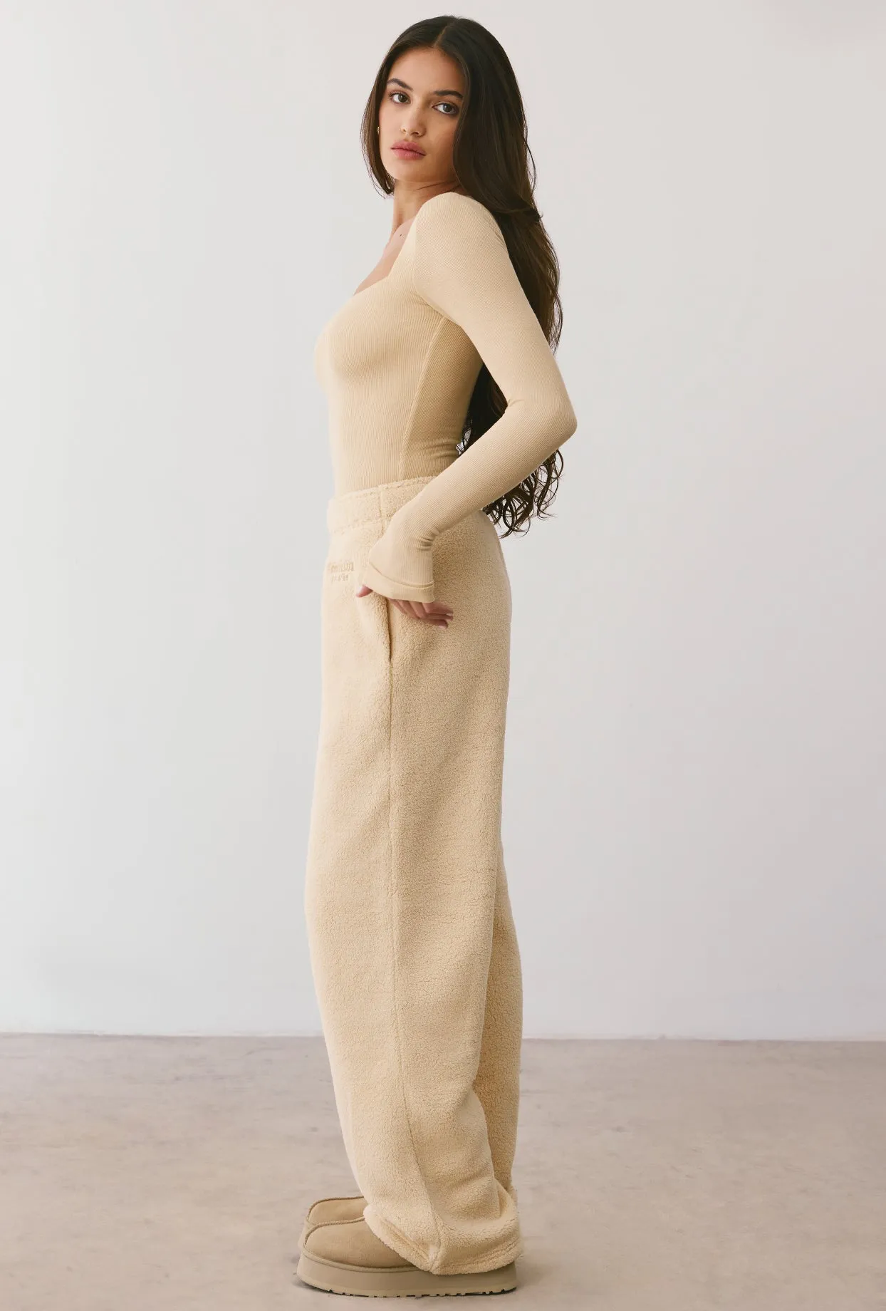 Modal Rib Long Sleeve Crop Top in Cashmere sold by Oh Polly product image thumbnail 3