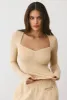 Modal Rib Long Sleeve Crop Top in Cashmere sold by Oh Polly