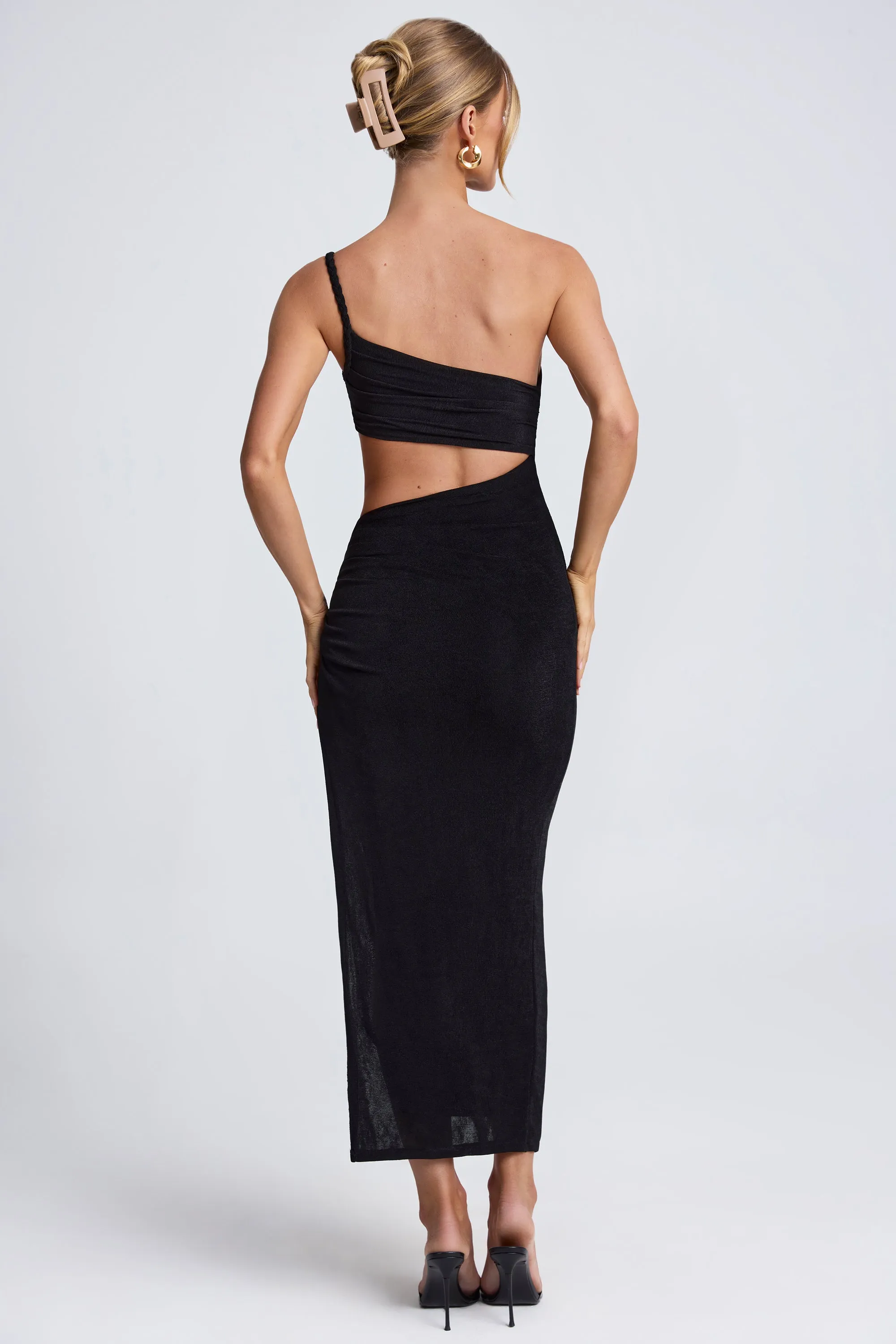 One Shoulder Cut Out Maxi Dress in Black sold by Oh Polly product image thumbnail 2