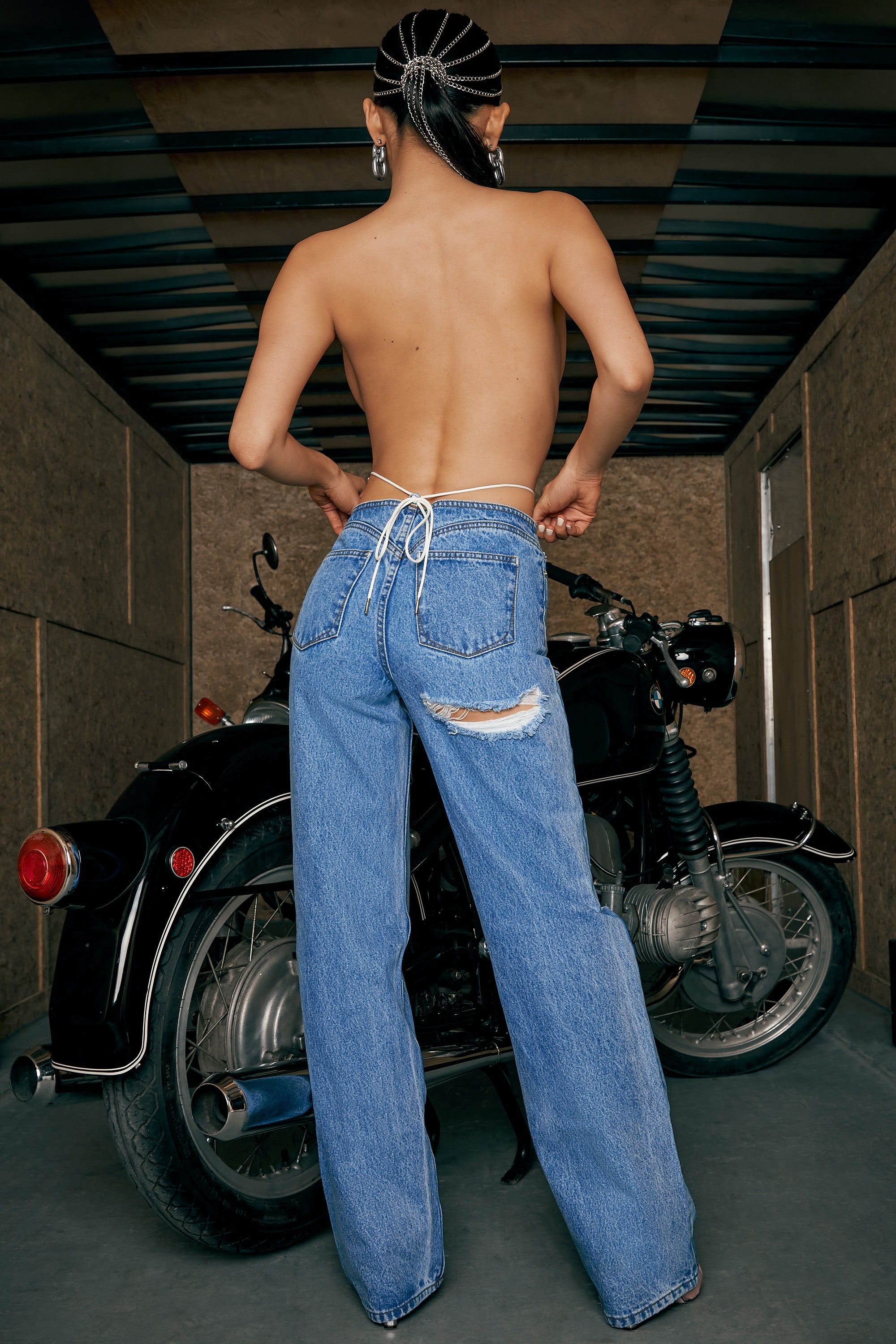 Low Rise Boyfriend Jeans in Blue sold by Oh Polly product image thumbnail 5
