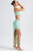 One-Shoulder Draped Cut-Out Maxi Dress in Pastel Green sold by Oh Polly