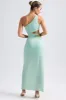 One-Shoulder Draped Cut-Out Maxi Dress in Pastel Green sold by Oh Polly