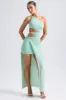 One-Shoulder Draped Cut-Out Maxi Dress in Pastel Green sold by Oh Polly