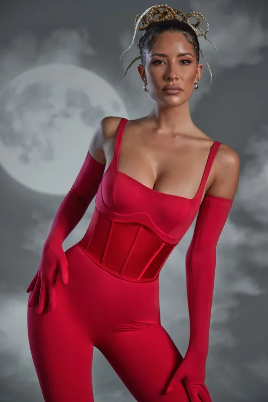 Hand Stitched Waist Cincher Corset in Red sold by Oh Polly