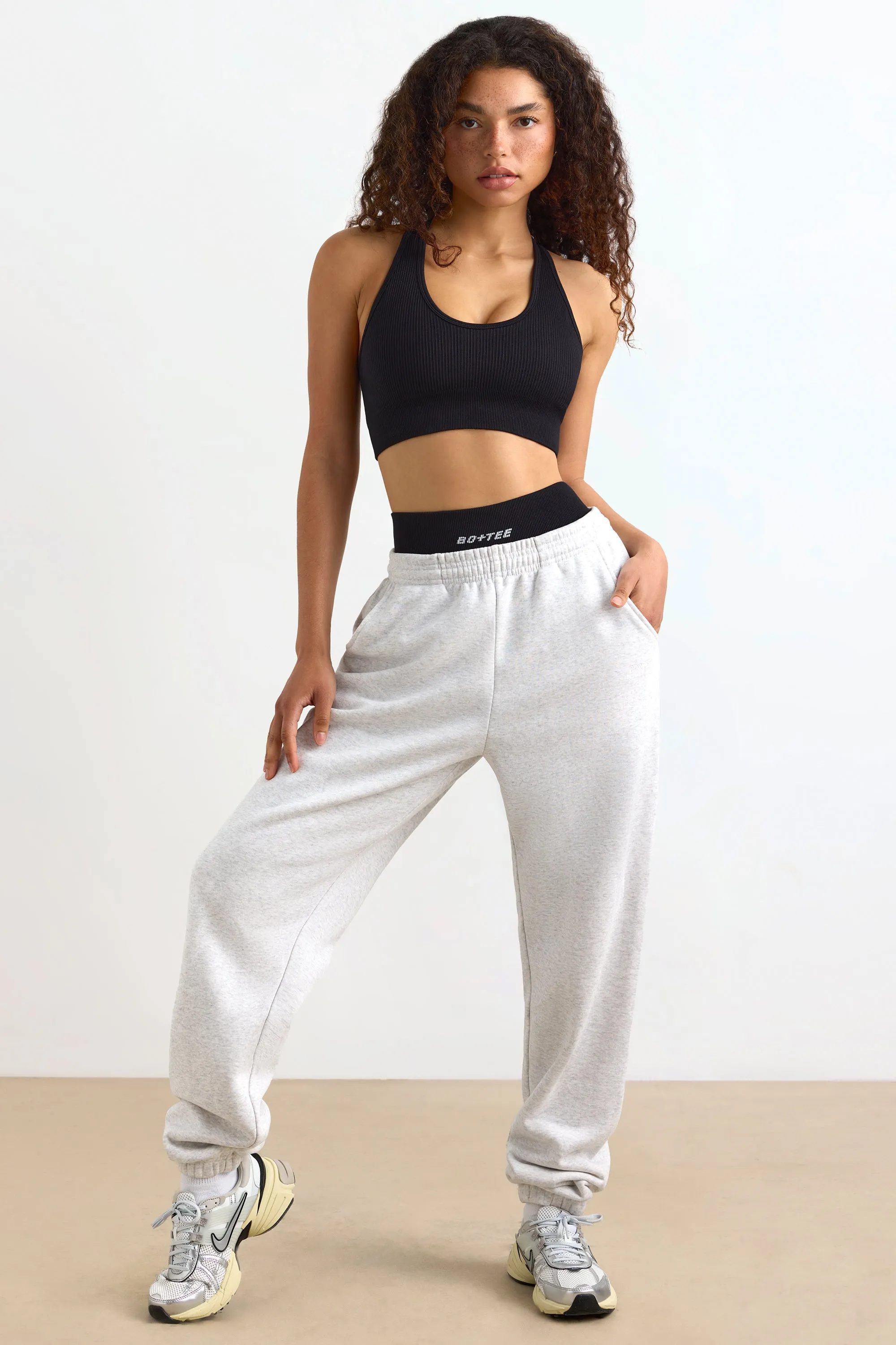 Petite Mid-Rise Joggers in Grey Melange sold by Oh Polly product image thumbnail 5