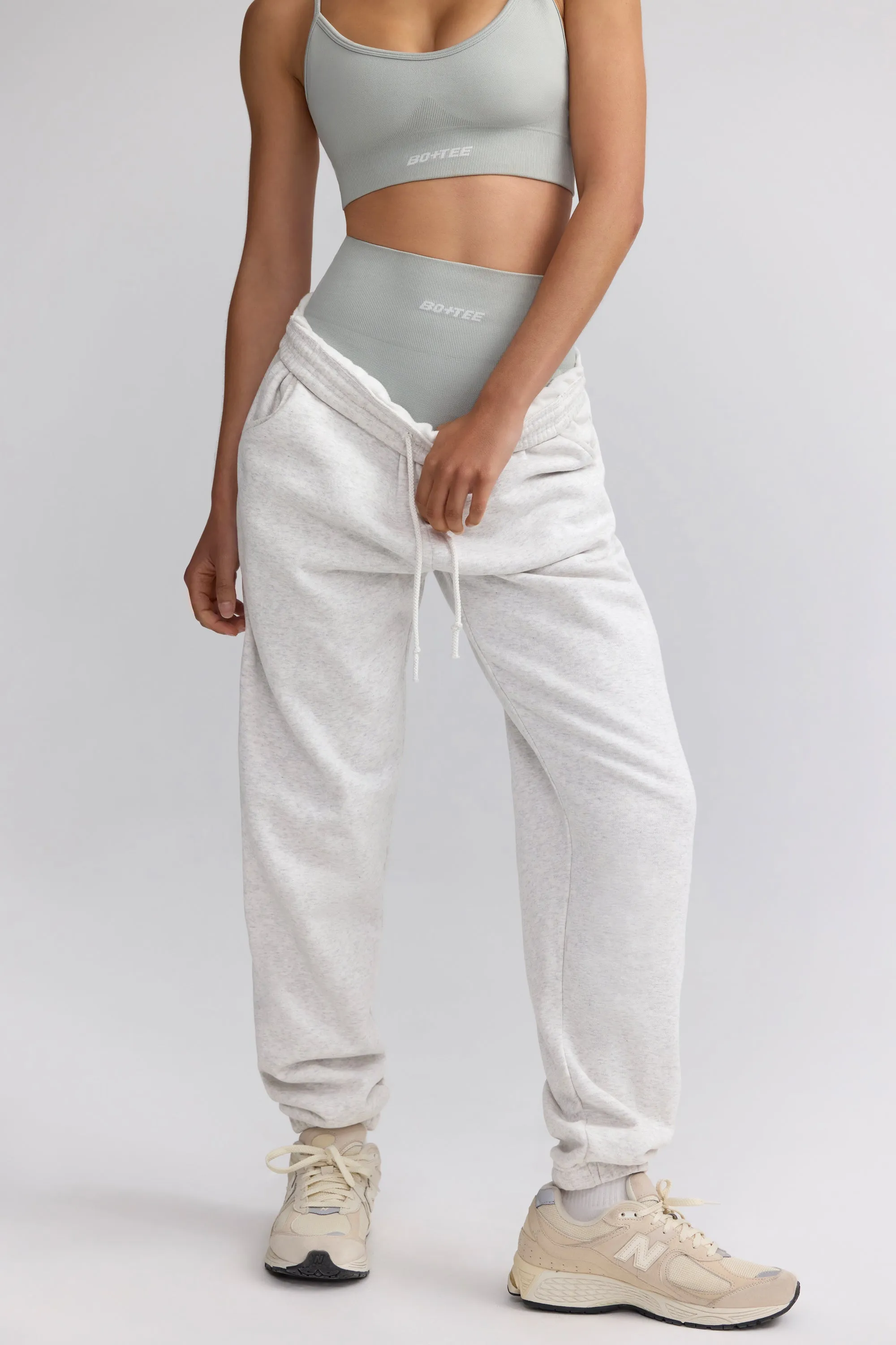 Petite Mid-Rise Joggers in Grey Melange sold by Oh Polly