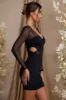 Long Sleeve Layered Corset Mini Dress in Black sold by Oh Polly