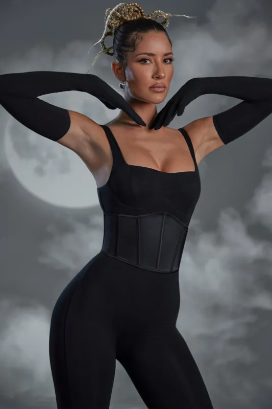 Hand Stitched Waist Cincher Corset in Black sold by Oh Polly