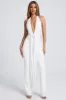 Hardware Detail Plunge Halterneck Jumpsuit in White sold by Oh Polly