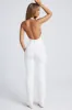 Hardware Detail Plunge Halterneck Jumpsuit in White sold by Oh Polly
