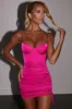 Ruched Asymmetric Satin Mini Dress in Pink sold by Oh Polly