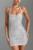 Embellished Halterneck Mini Dress in White sold by Oh Polly