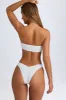 Ruched Cheeky Bikini Bottoms in White sold by Oh Polly