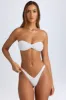 Ruched Cheeky Bikini Bottoms in White sold by Oh Polly