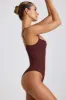 Ribbed Modal Square Neck Bodysuit in Chocolate sold by Oh Polly