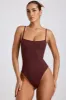 Ribbed Modal Square Neck Bodysuit in Chocolate sold by Oh Polly