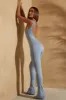 Ribbed Cut Out Back Jumpsuit in Light Blue sold by Oh Polly
