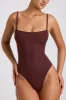 Ribbed Modal Square Neck Bodysuit in Chocolate sold by Oh Polly