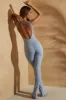 Ribbed Cut Out Back Jumpsuit in Light Blue sold by Oh Polly