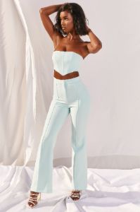 Bossin’ Up Strapless Corset Crop Top in Blue sold by Oh Polly
