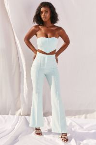 Bossin’ Up Strapless Corset Crop Top in Blue sold by Oh Polly