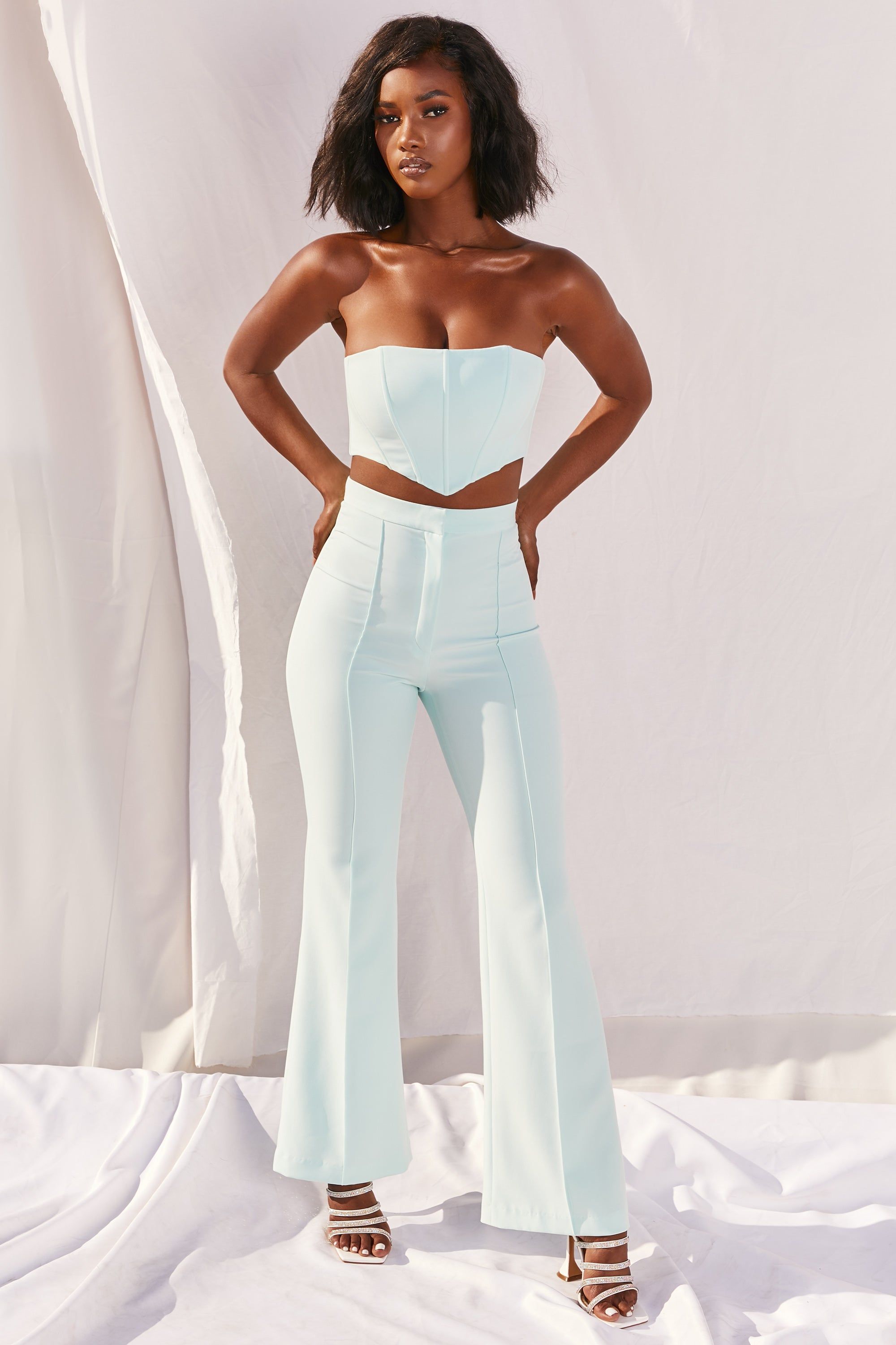 Bossin’ Up Strapless Corset Crop Top in Blue sold by Oh Polly product image thumbnail 3