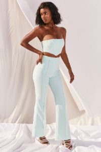 Bossin’ Up Strapless Corset Crop Top in Blue sold by Oh Polly