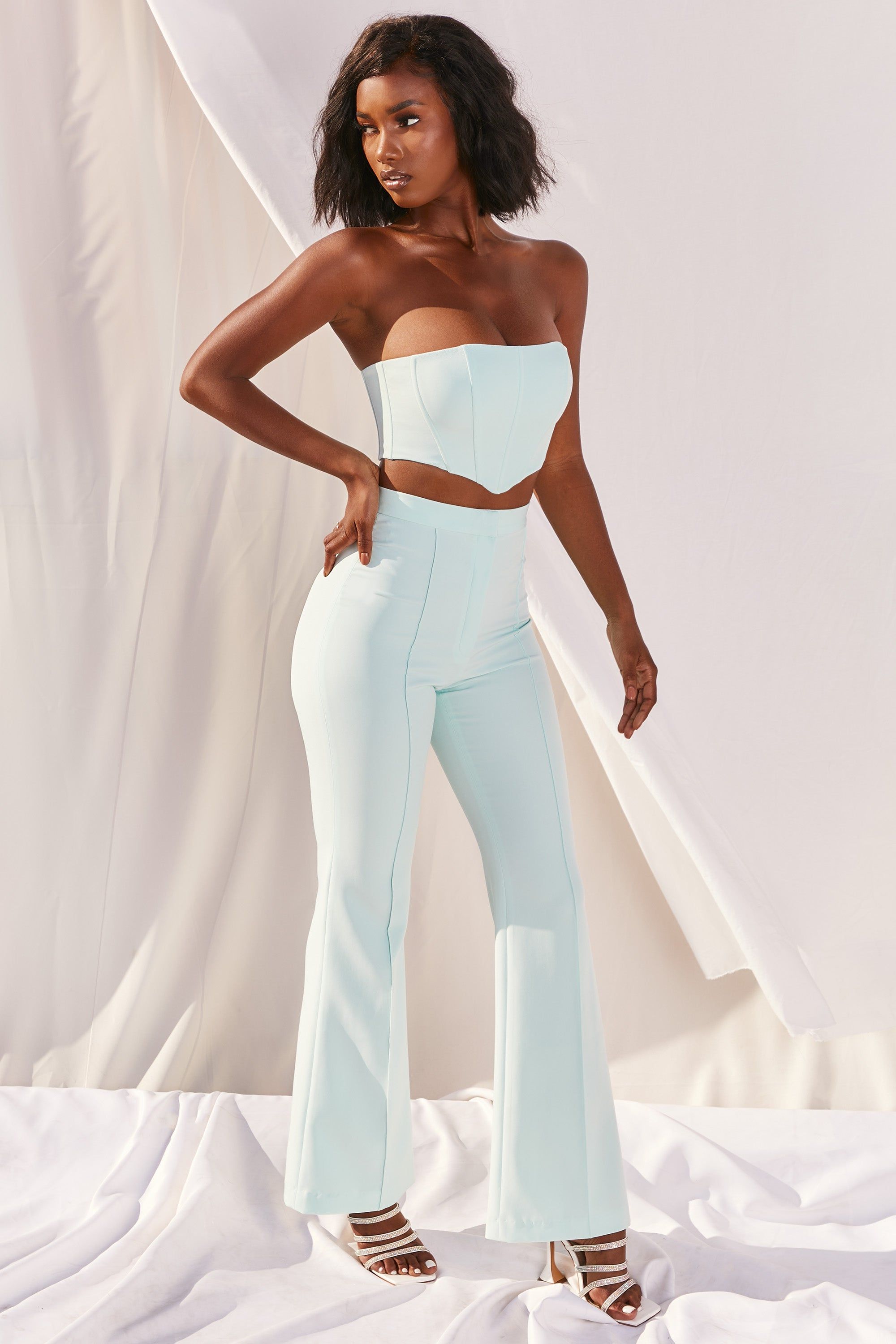 Bossin’ Up Strapless Corset Crop Top in Blue sold by Oh Polly product image thumbnail 4