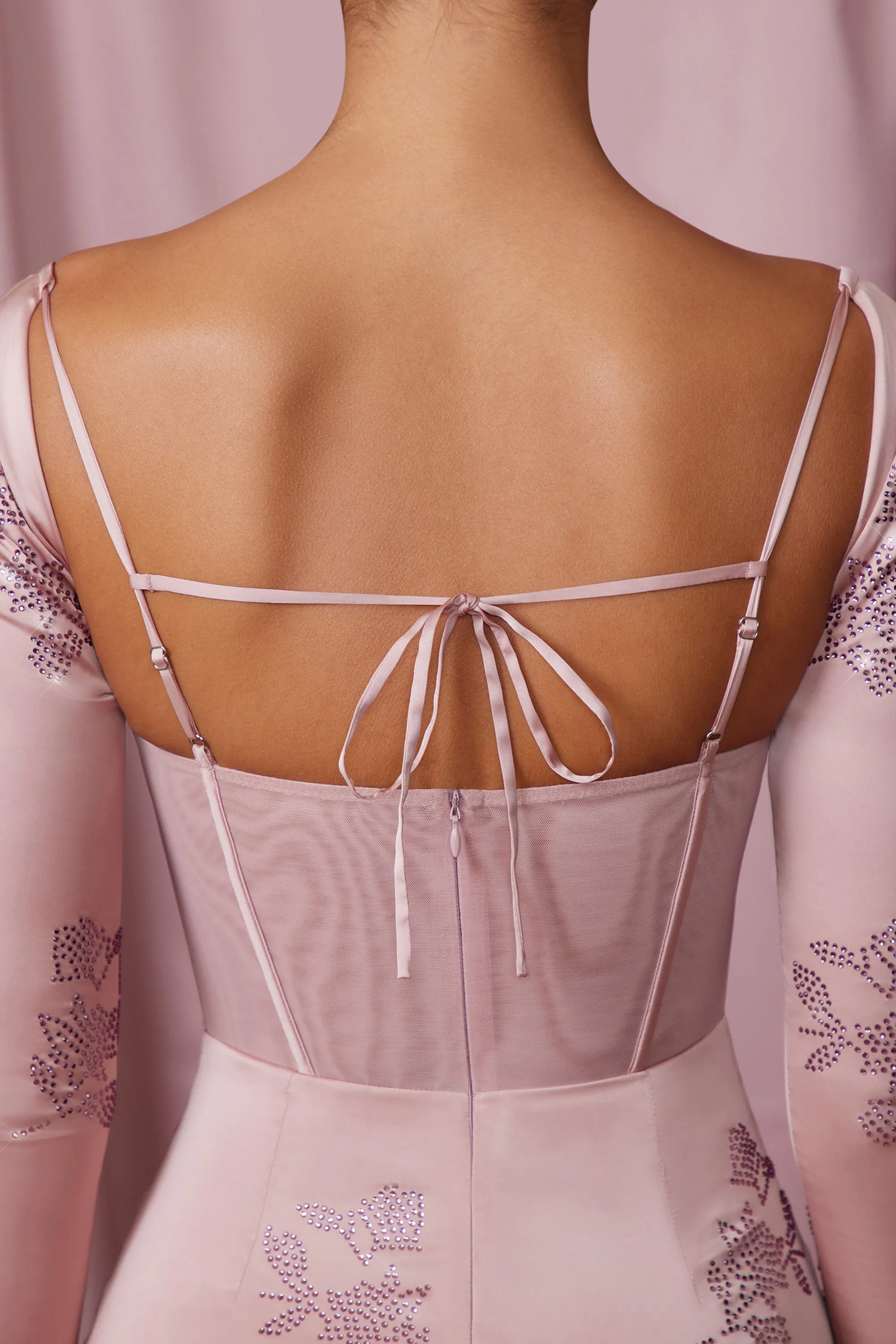 Long Sleeve Corset Mini Dress in Mauve sold by Oh Polly product image thumbnail 4