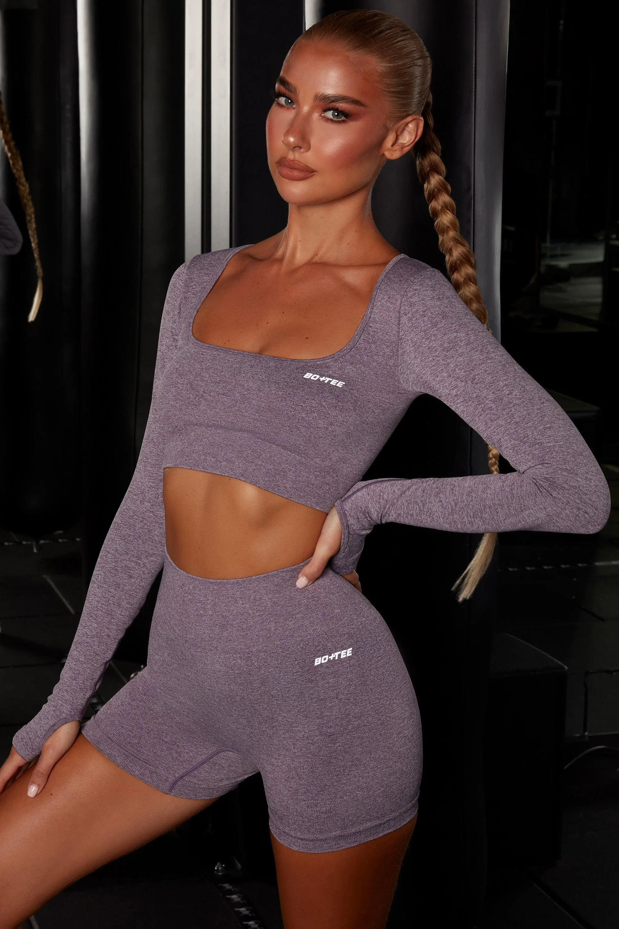 Motion Seamless Long Sleeve Crop Top in Purple sold by Oh Polly product image thumbnail 3
