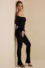 Petite Off The Shoulder Jumpsuit in Black sold by Oh Polly