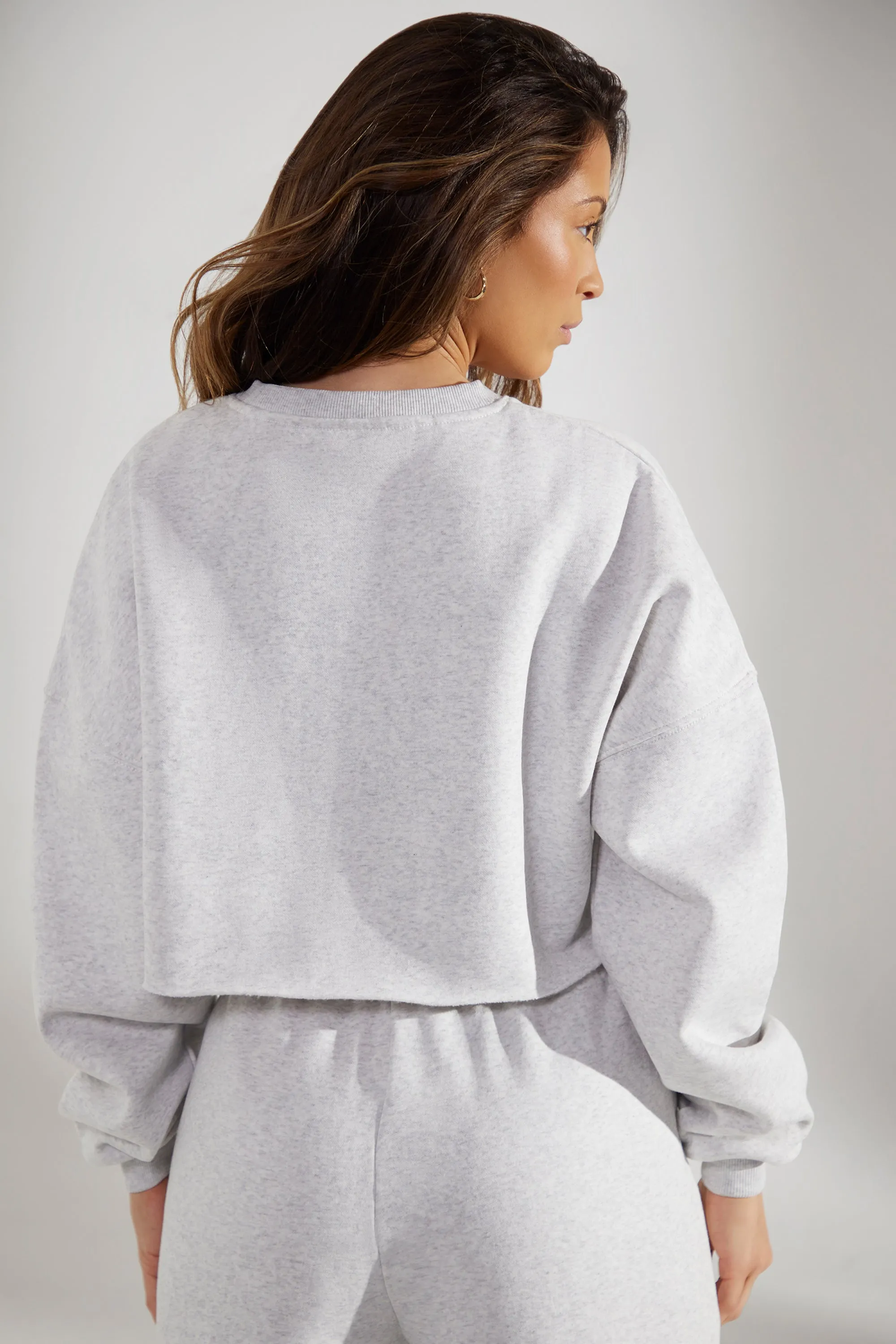Cropped Oversized Sweatshirt in Heather Grey sold by Oh Polly product image thumbnail 2