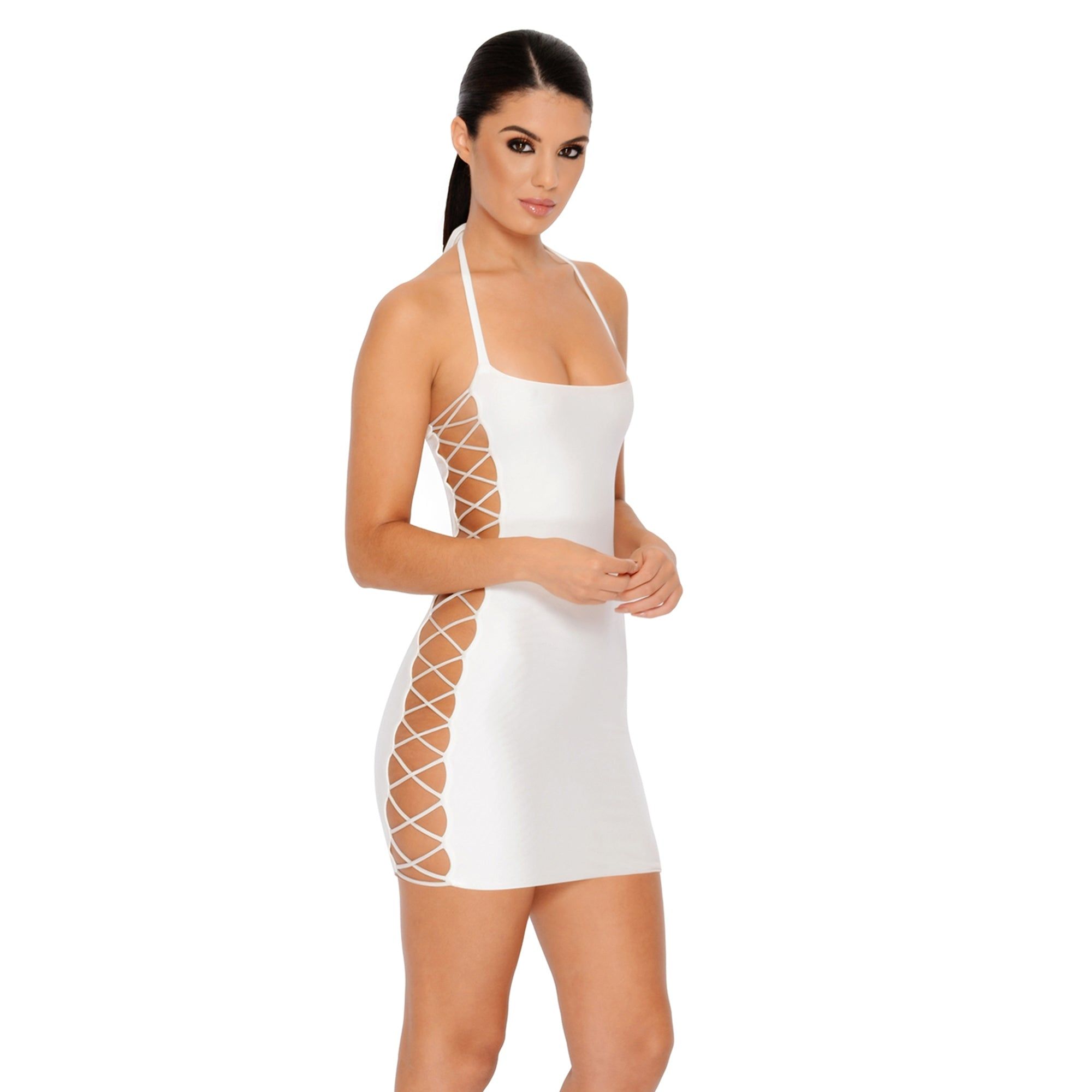 Right Side Of The Tracks Lace Up Mini Dress in White sold by Oh Polly product image thumbnail 5
