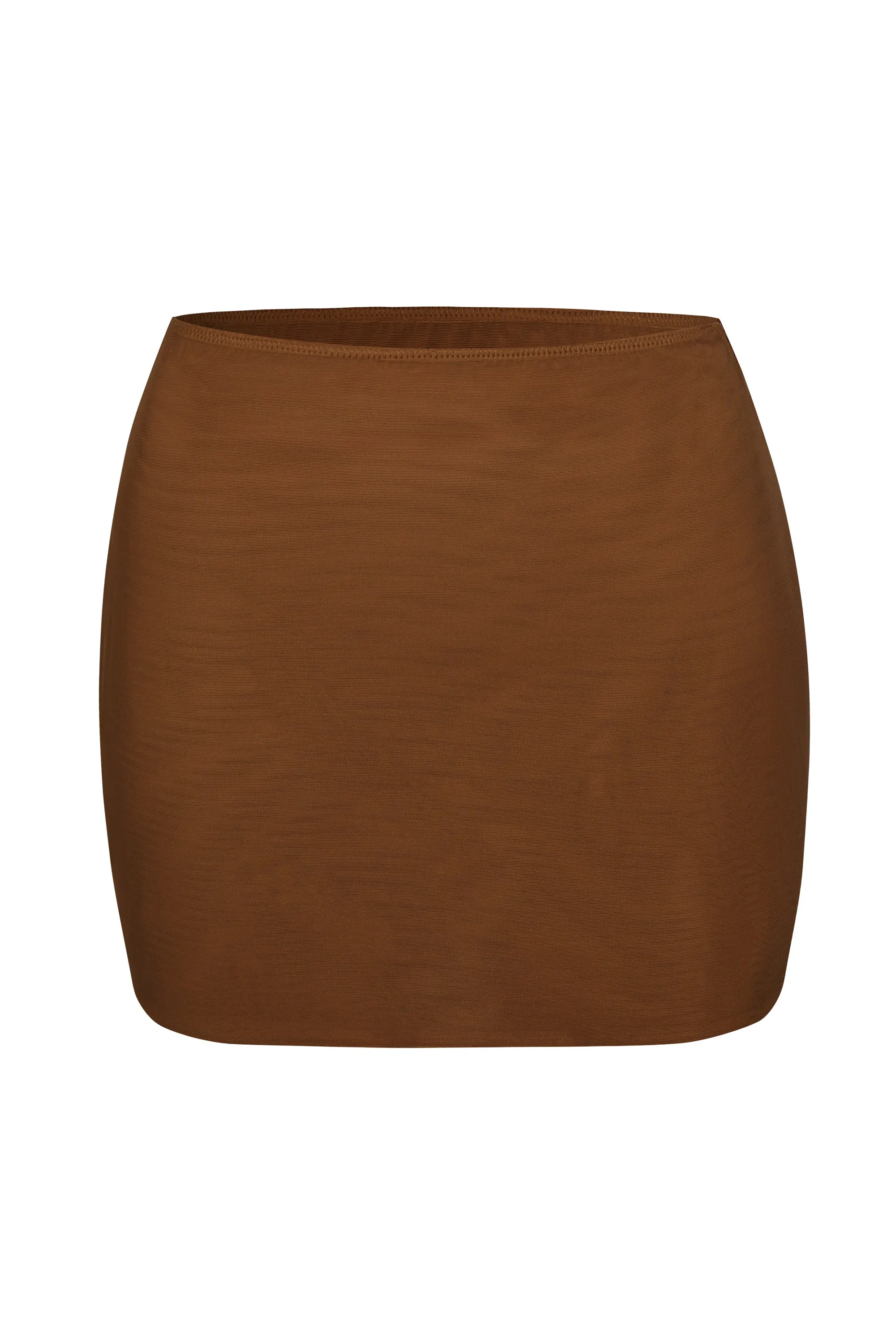 Soft Mesh Low-Rise Micro Mini Slip Skirt in Chestnut sold by Oh Polly