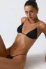 Ruched Thong Bikini Bottoms in Black sold by Oh Polly