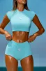 Cap Sleeve Crop Top in Turquoise sold by Oh Polly