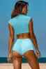 Cap Sleeve Crop Top in Turquoise sold by Oh Polly