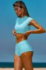 Cap Sleeve Crop Top in Turquoise sold by Oh Polly
