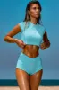 Cap Sleeve Crop Top in Turquoise sold by Oh Polly