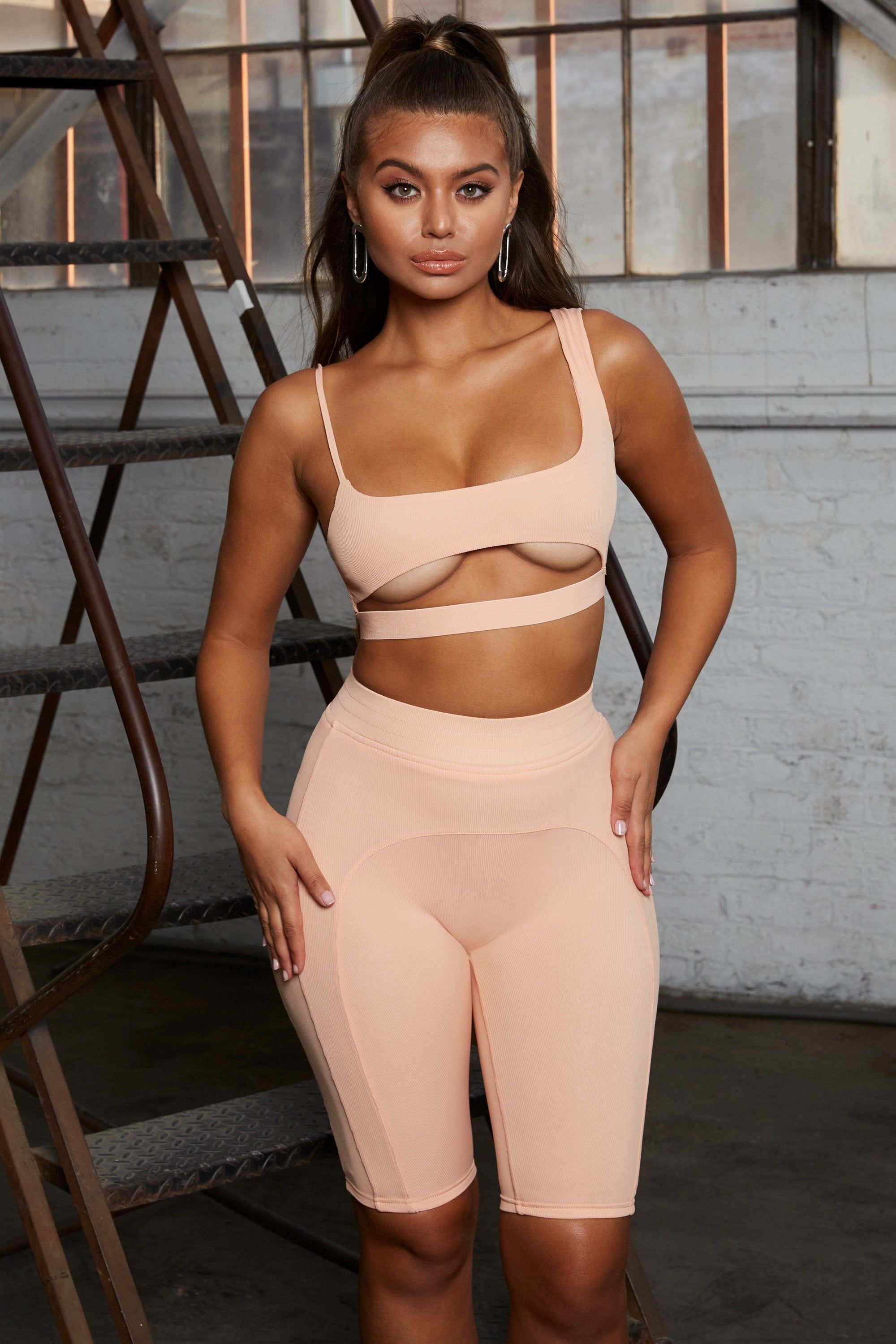 Caught Short High Waisted Cycle Shorts in Peach sold by Oh Polly product image thumbnail 4