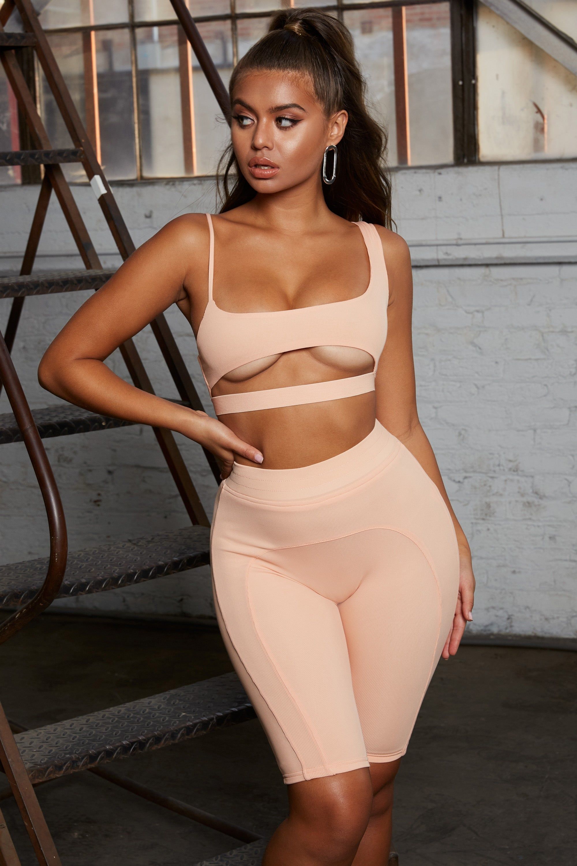 Caught Short High Waisted Cycle Shorts in Peach sold by Oh Polly